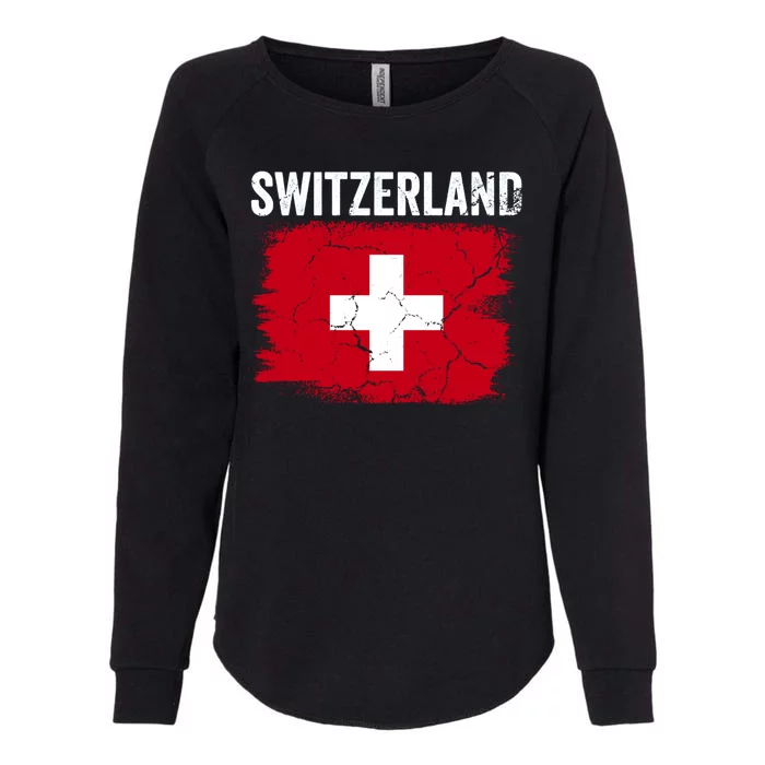 Switzerland Football Vintage Soccer Team Pride Swiss Flag Womens California Wash Sweatshirt