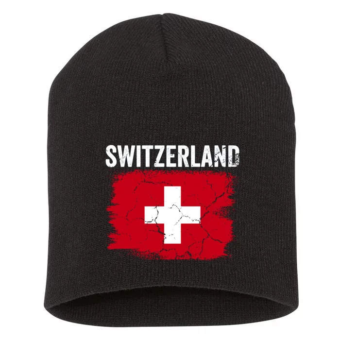 Switzerland Football Vintage Soccer Team Pride Swiss Flag Short Acrylic Beanie