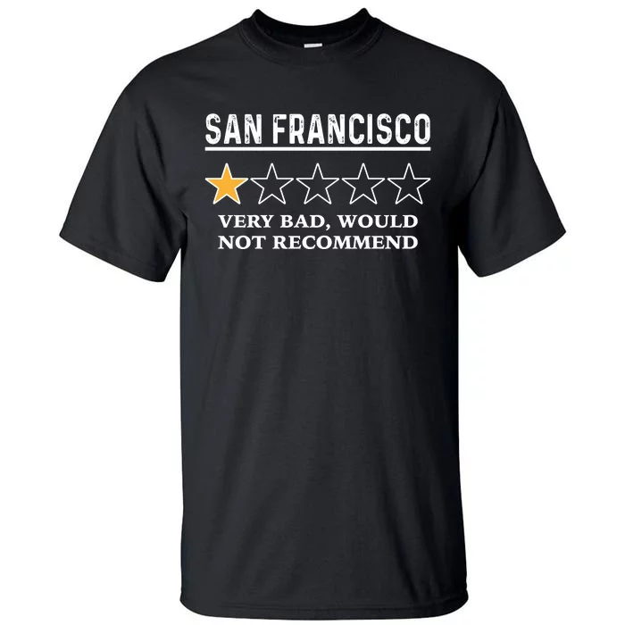 San Francisco Very Bad Would Not Recommend Funny Hilarious Bay Area Humor Tall T-Shirt