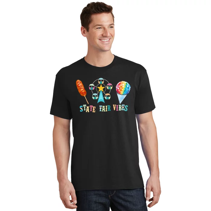 State Fair Vibes Ferris Wheel Rainbow Snow Cone And Corn Dog T-Shirt