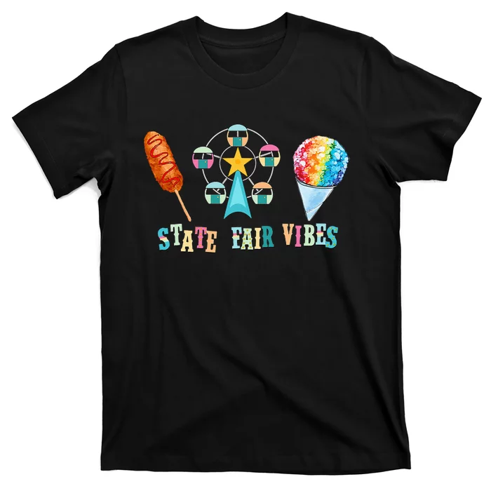 State Fair Vibes Ferris Wheel Rainbow Snow Cone And Corn Dog T-Shirt