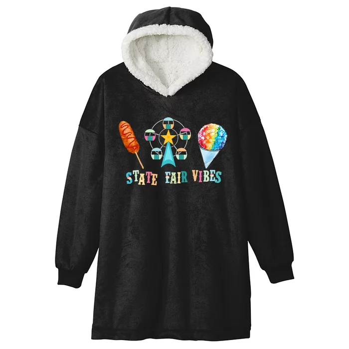 State Fair Vibes Ferris Wheel Rainbow Snow Cone And Corn Dog Hooded Wearable Blanket