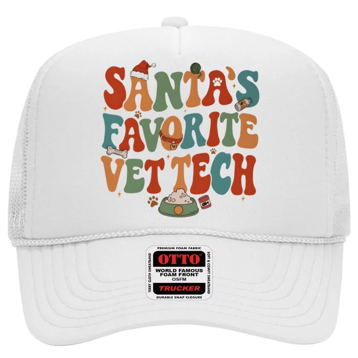 Santa’S Favorite Vet Tech Christmas Holiday Season High Crown Mesh Trucker Hat