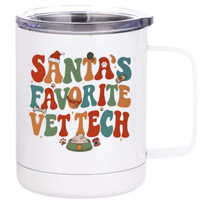 Santa’S Favorite Vet Tech Christmas Holiday Season Front & Back 12oz Stainless Steel Tumbler Cup