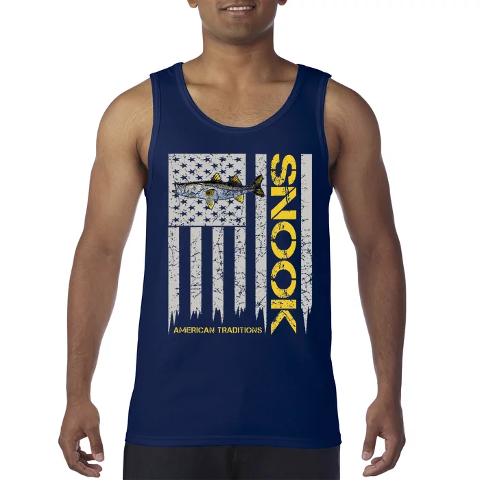 Snook Fisherman Vintage Style American Flag Snook Art Fish Tank Top