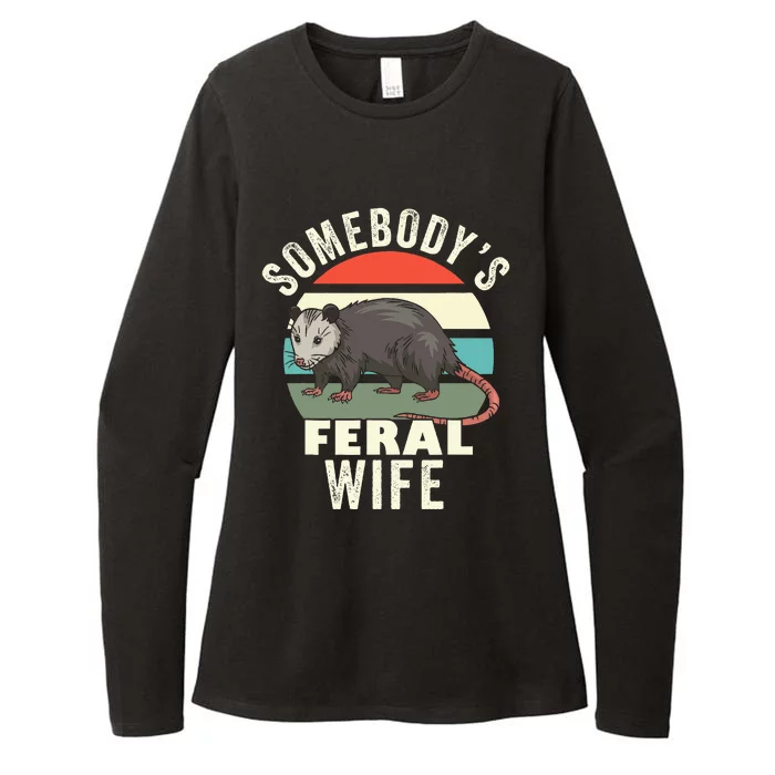 SomebodyS Feral Wife Funny Matching Family Retro Feral Cat Womens CVC Long Sleeve Shirt