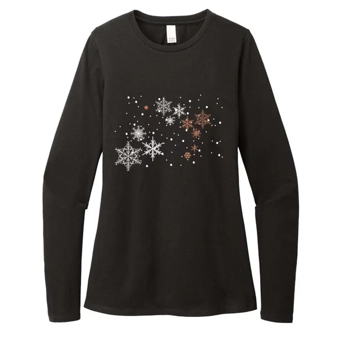 Snow Flakes White Rose Christmas Xmas Party Goer Gift Cool Gift Womens CVC Long Sleeve Shirt