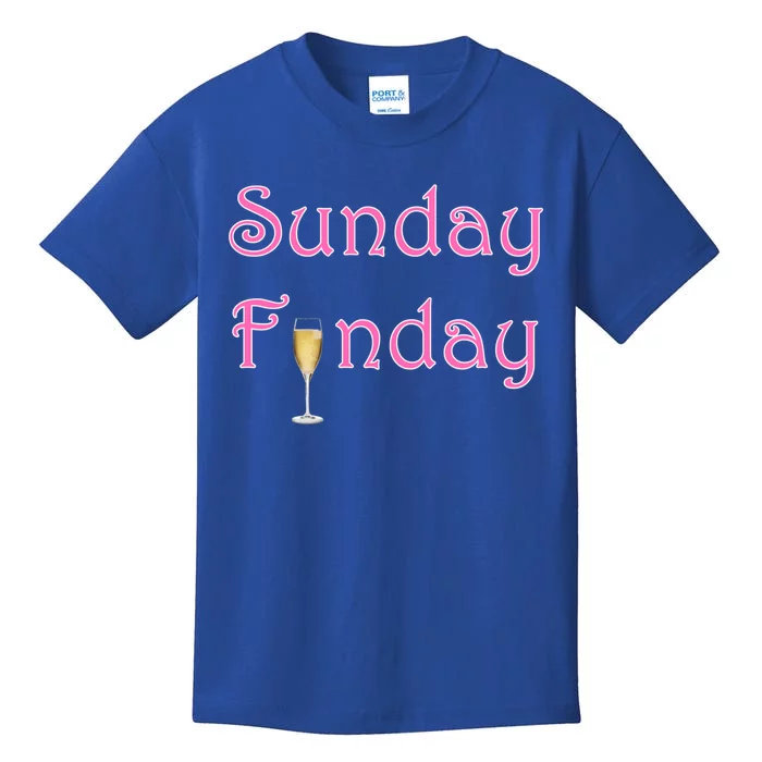 Sunday Funday Wine Champagne Ing Gift Kids T-Shirt