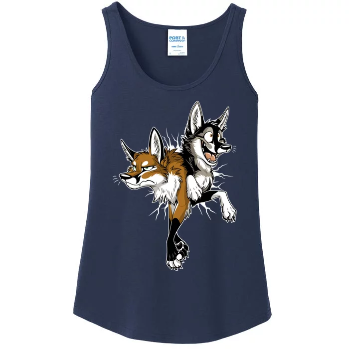 Stuck Foxes (White Cracks) Ladies Essential Tank