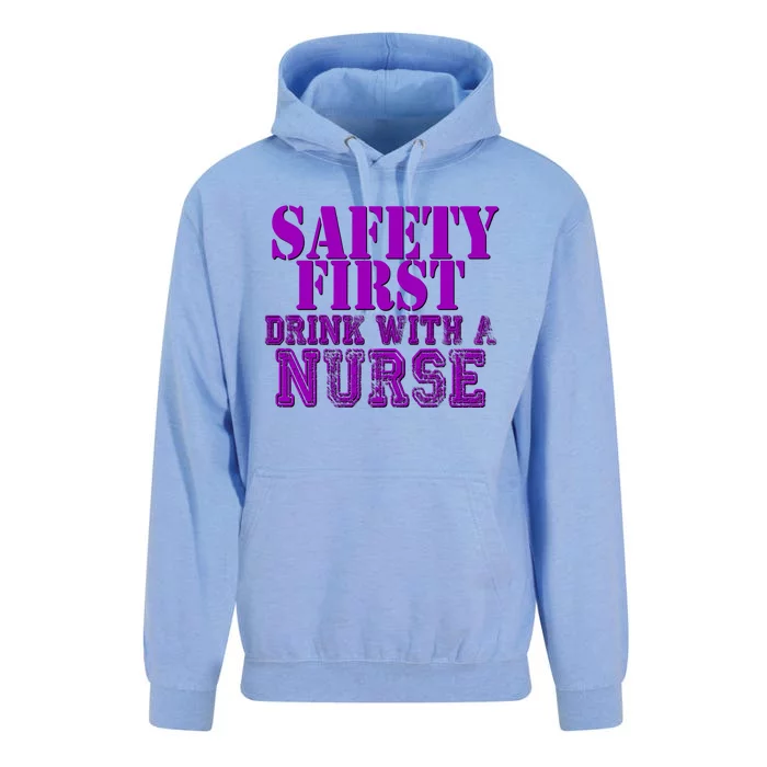 Safety First With A Nurse Funny Ing Funny Gift Rn Unisex Surf Hoodie