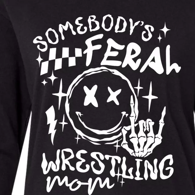 SomebodyS Feral Wrestling Mom Retro Mama Life MotherS Day Womens Cotton Relaxed Long Sleeve T-Shirt