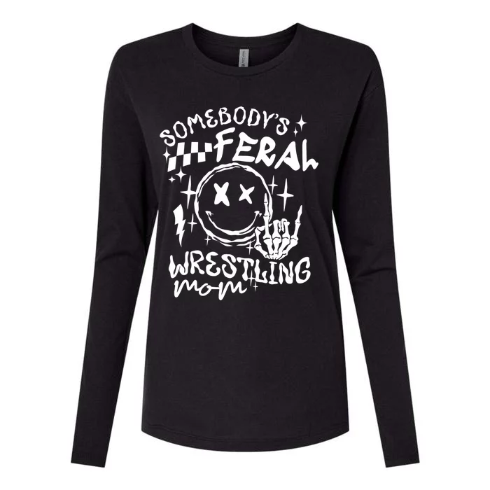 SomebodyS Feral Wrestling Mom Retro Mama Life MotherS Day Womens Cotton Relaxed Long Sleeve T-Shirt