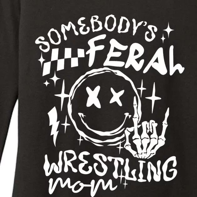 SomebodyS Feral Wrestling Mom Retro Mama Life MotherS Day Womens CVC Long Sleeve Shirt