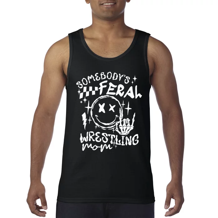 SomebodyS Feral Wrestling Mom Retro Mama Life MotherS Day Tank Top