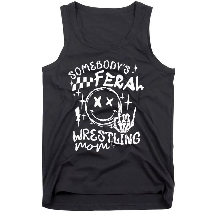 SomebodyS Feral Wrestling Mom Retro Mama Life MotherS Day Tank Top