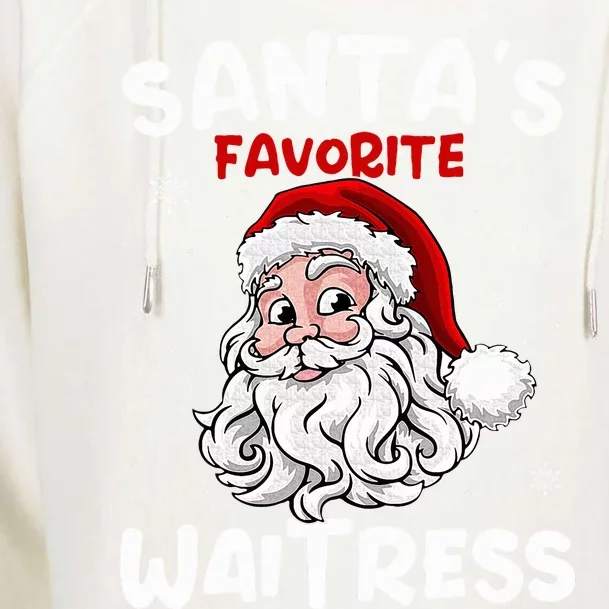 Santa's Favorite Waitress Gifts Christmas Costume Womens Funnel Neck Pullover Hood