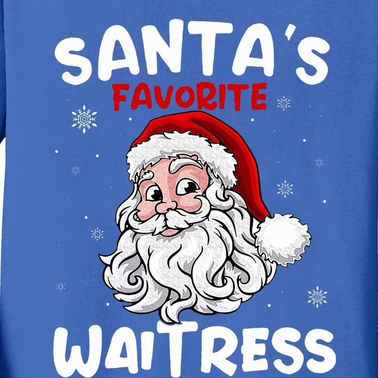 Santa's Favorite Waitress Gifts Christmas Costume Kids Long Sleeve Shirt