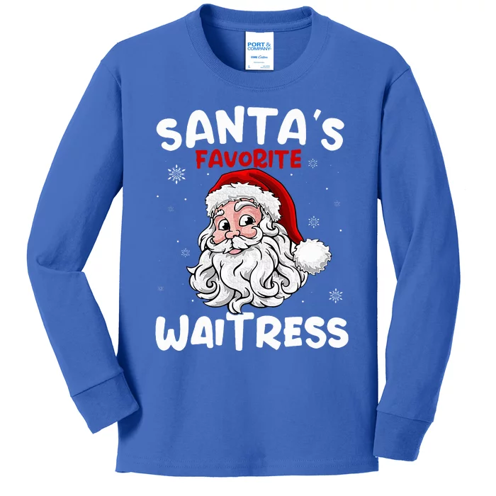 Santa's Favorite Waitress Gifts Christmas Costume Kids Long Sleeve Shirt