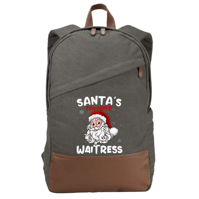 Santa's Favorite Waitress Gifts Christmas Costume Cotton Canvas Backpack