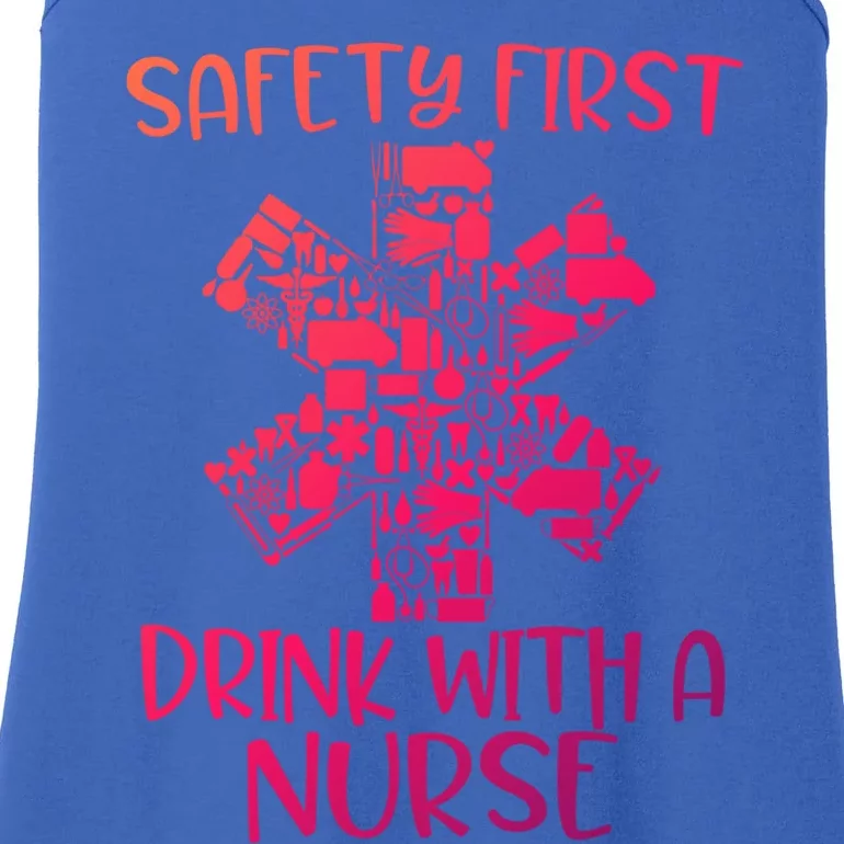 Safety First With A Nurse Funny Registered Nurse Party Gift Ladies Essential Tank