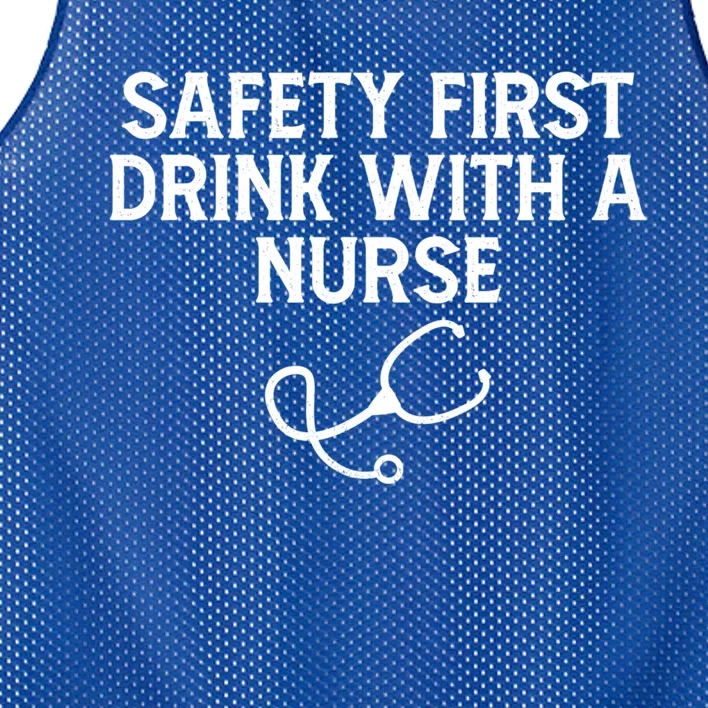 Safety First With A Nurse Funny Sarcastic Nursing Gift Mesh Reversible Basketball Jersey Tank