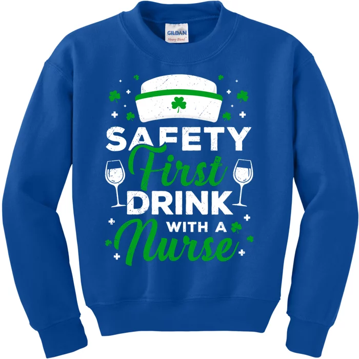 Safety First With A Nurse St Patrick Day Gift Kids Sweatshirt