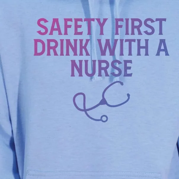 Safety First With A Nurse Funny Sarcastic Nursing Gift Unisex Surf Hoodie