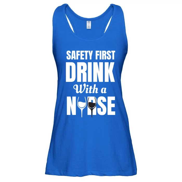 Safety First With A Nurse Humor Funny Wine Gift Ladies Essential Flowy Tank