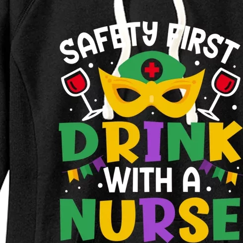 Safety First With A Nurse Mardi Gras Party Nurse Gift Women's Fleece Hoodie