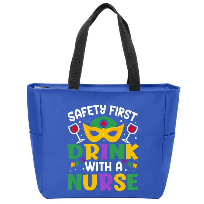 Safety First With A Nurse Mardi Gras Party Nurse Gift Zip Tote Bag