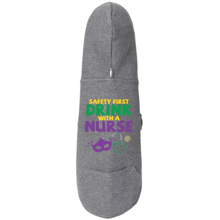 Safety First With A Nurse Medical Mardi Gras Carnival Meaningful Gift Doggie 3-End Fleece Hoodie