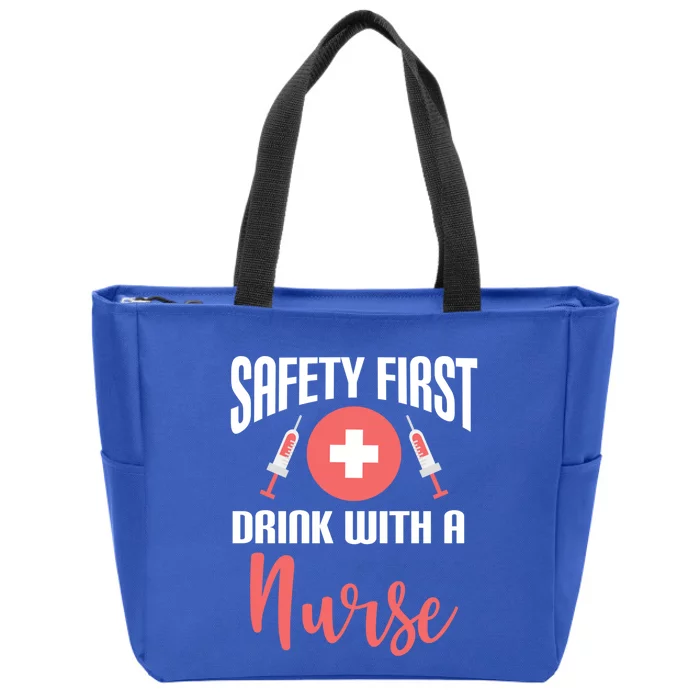 Safety First With A Nurse Medical Funny Gift Zip Tote Bag