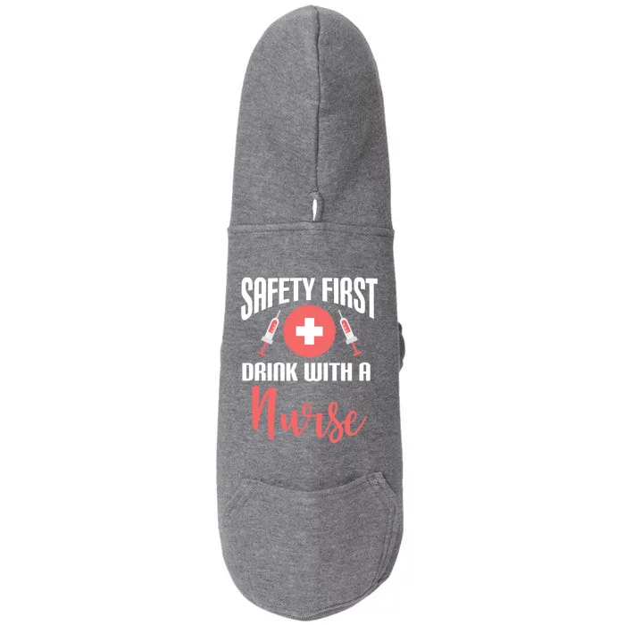 Safety First With A Nurse Medical Funny Gift Doggie 3-End Fleece Hoodie