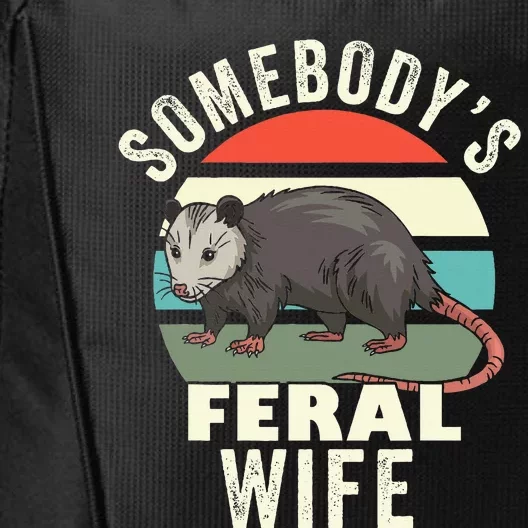 SomebodyS Feral Wife Funny Matching Family Retro Feral Cat City Backpack