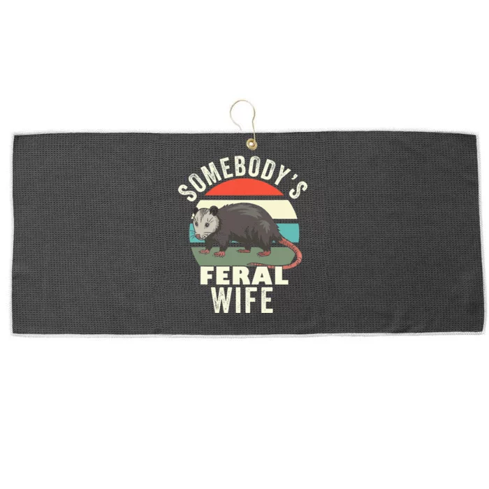 SomebodyS Feral Wife Funny Matching Family Retro Feral Cat Large Microfiber Waffle Golf Towel