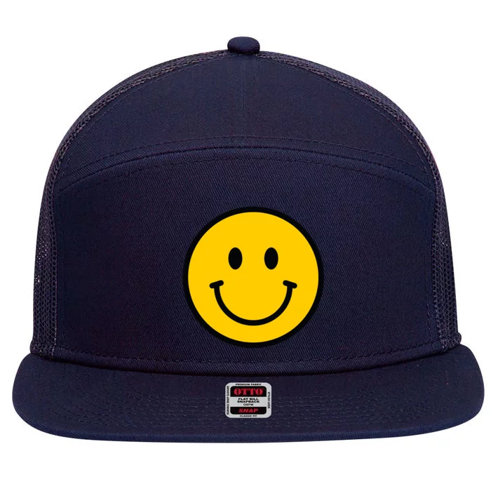 Smiling Face With Smiling Eyes Emoji Happy Face 7 Panel Mesh Trucker Snapback Hat