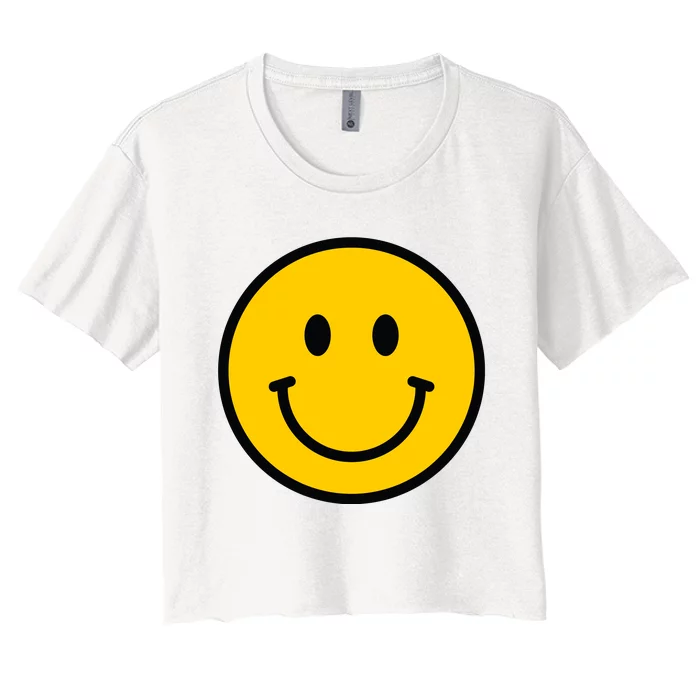 Smiling Face With Smiling Eyes Emoji Happy Face Women's Crop Top Tee