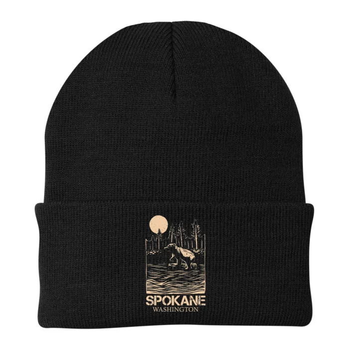 Spokane Falls Washington Waterfall River Knit Cap Winter Beanie