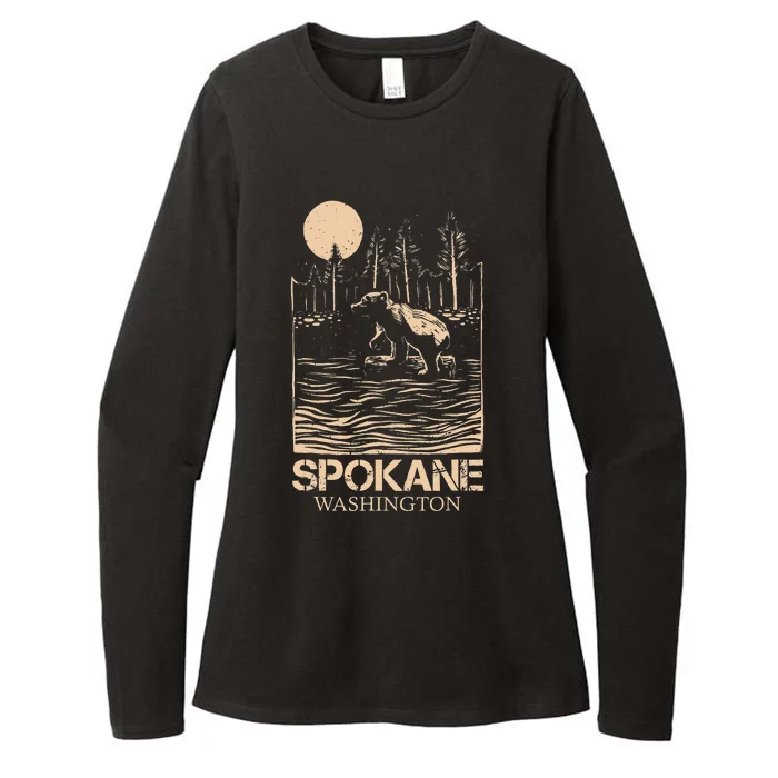 Spokane Falls Washington Waterfall River Womens CVC Long Sleeve Shirt