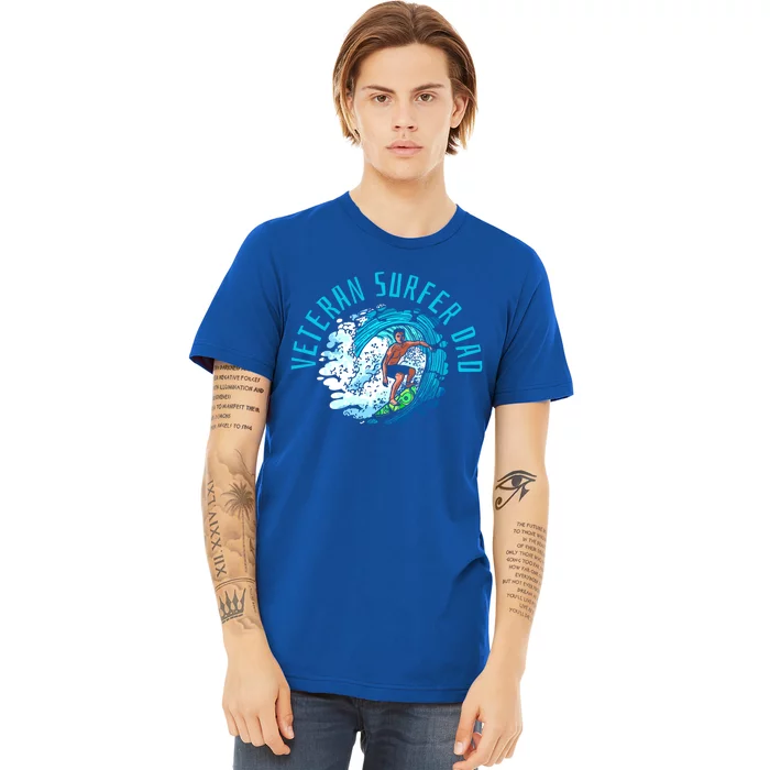 Surfer Father Waves Surfboard Surfrider Surfing Dad Gift Premium T-Shirt