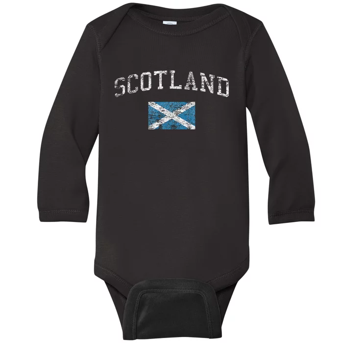 Scotland For Women Faded Scottish Flag Baby Long Sleeve Bodysuit