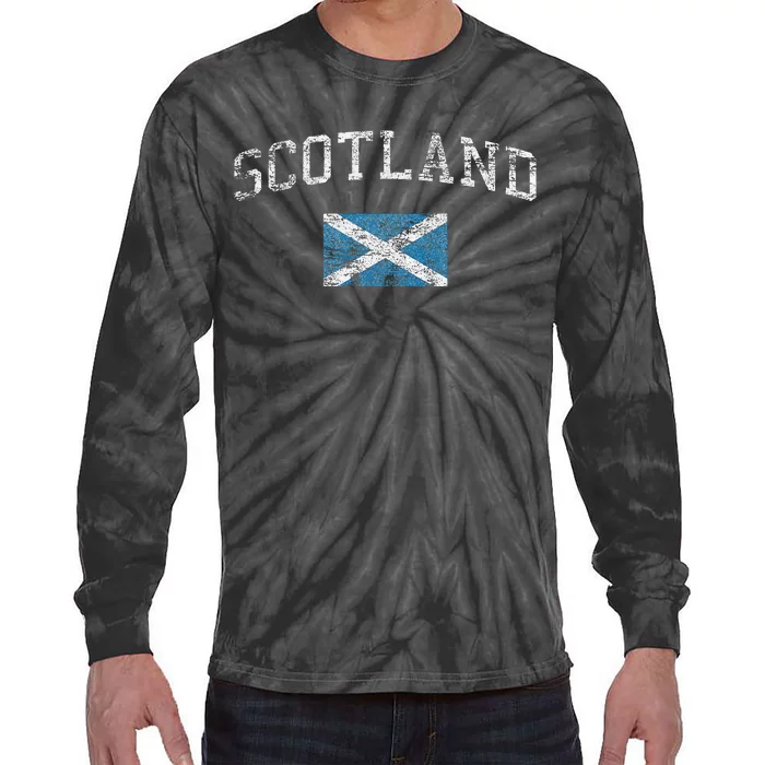 Scotland For Women Faded Scottish Flag Tie-Dye Long Sleeve Shirt