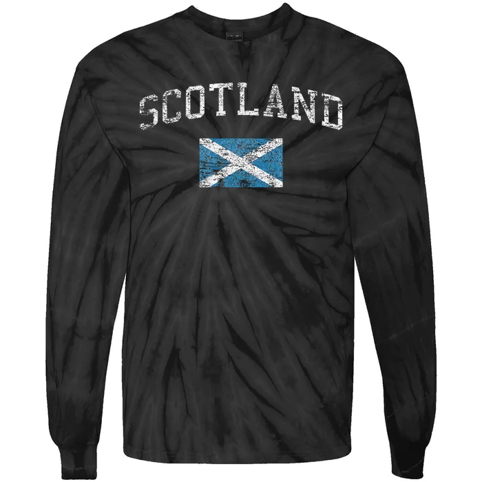 Scotland For Women Faded Scottish Flag Tie-Dye Long Sleeve Shirt