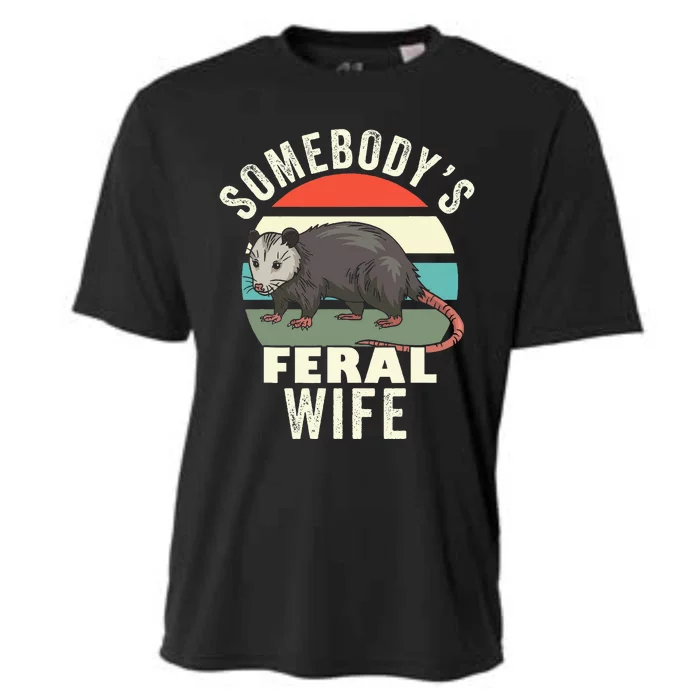 SomebodyS Feral Wife Funny Matching Family Retro Feral Cat Cooling Performance Crew T-Shirt