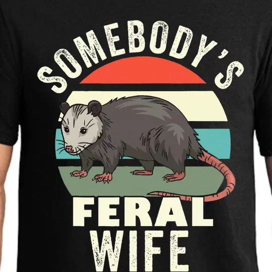 SomebodyS Feral Wife Funny Matching Family Retro Feral Cat Pajama Set