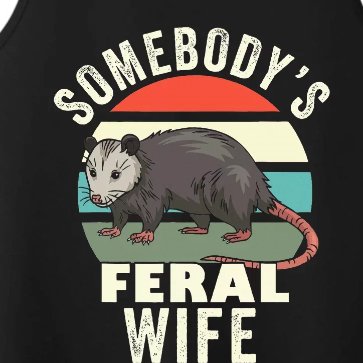 SomebodyS Feral Wife Funny Matching Family Retro Feral Cat Performance Tank