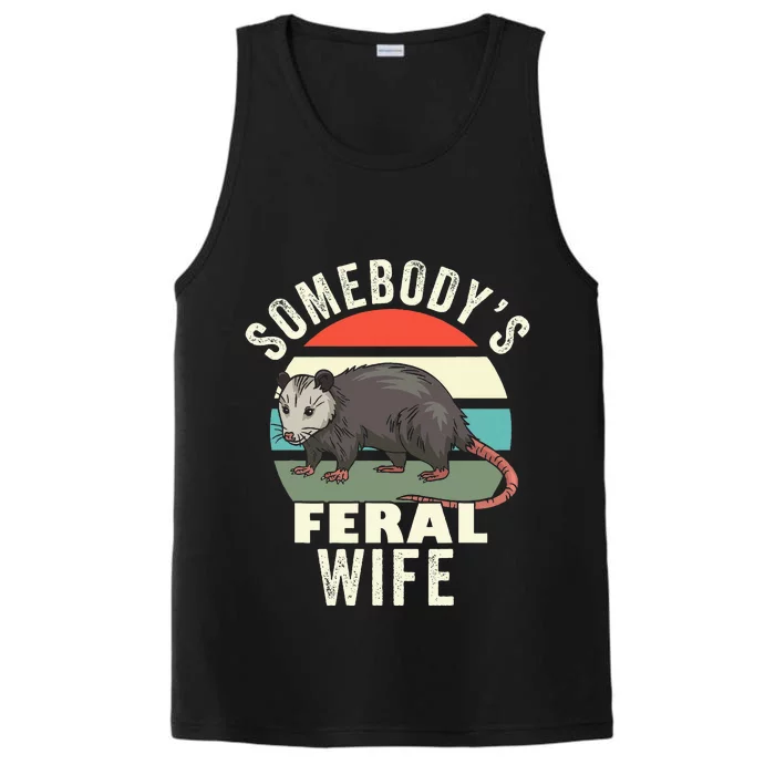 SomebodyS Feral Wife Funny Matching Family Retro Feral Cat Performance Tank