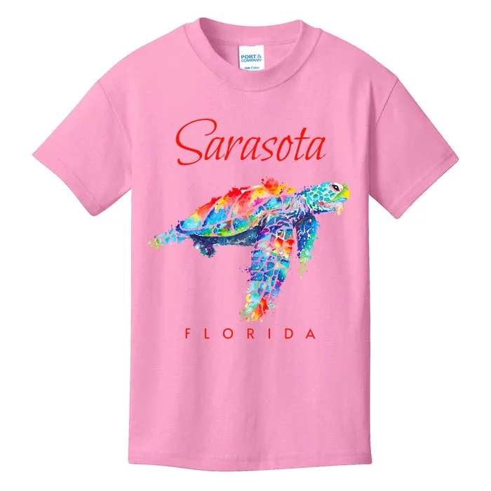 Sarasota Florida Watercolor Sea Turtle Kids T-Shirt
