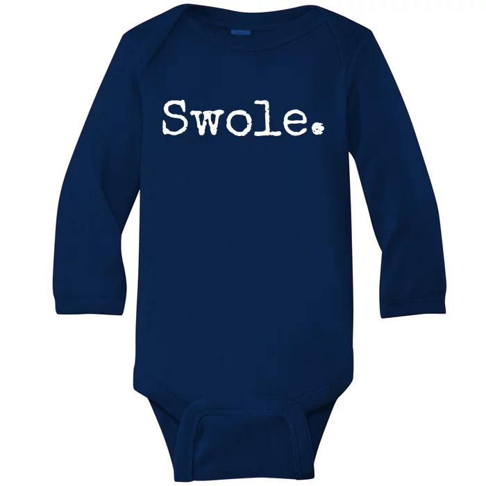 Swole Funny Weight Lifting Baby Long Sleeve Bodysuit