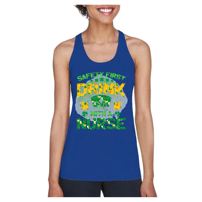 Safety First With A Nurse St Patricks Day Irish Gift Women's Racerback Tank